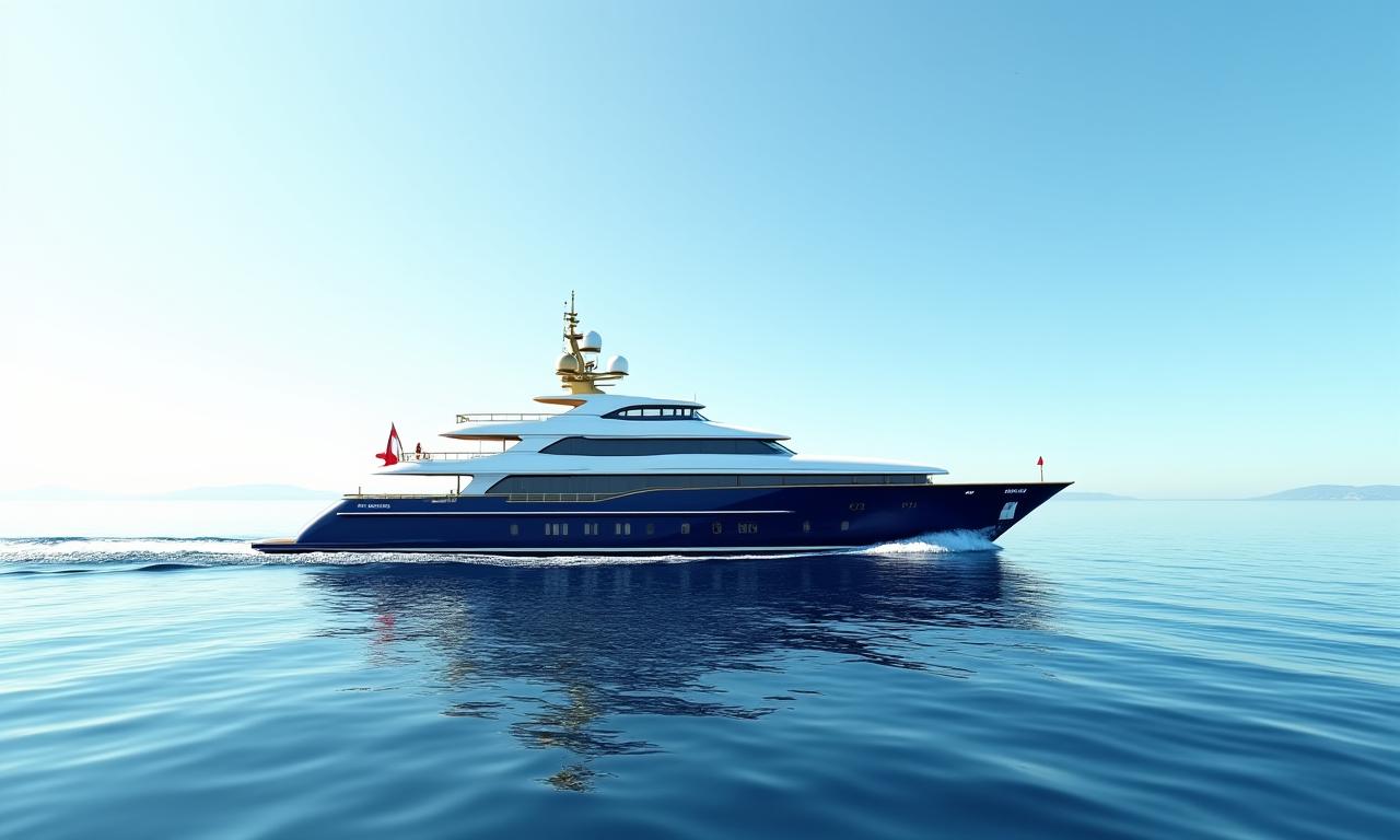 Superyacht gracefully sailing on tranquil waters